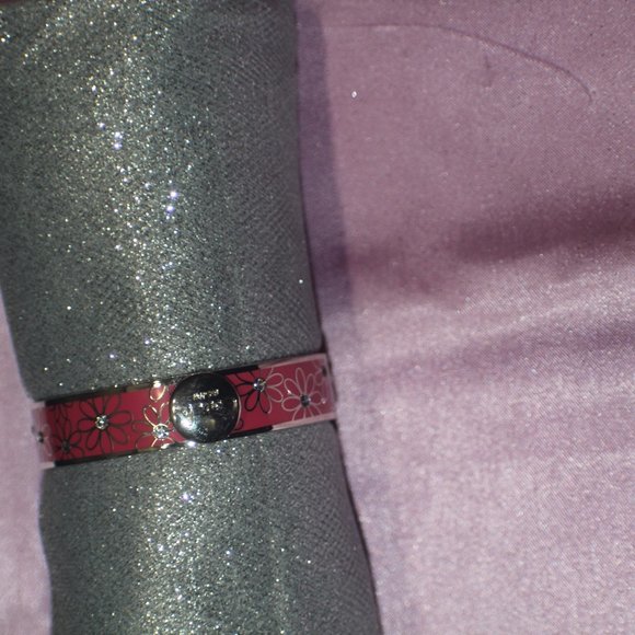 PINK FLOWER COACH BANGLE BRACELET - Picture 2 of 4